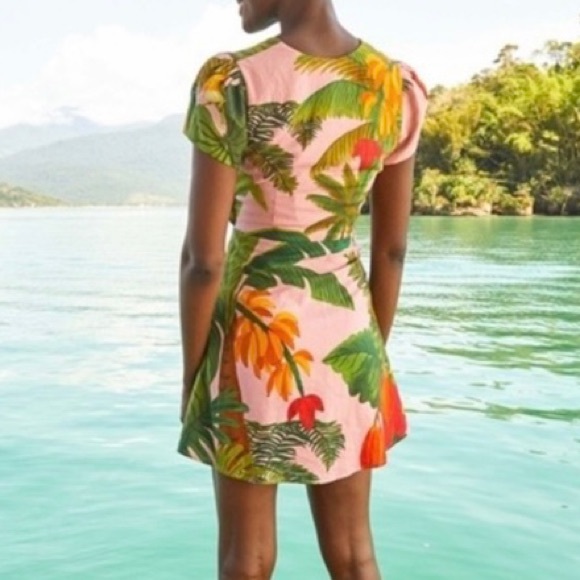 NWT 💕🌴 FARM RIO Pink Cocoa Forest Mini Dress - Picture 2 of 7
